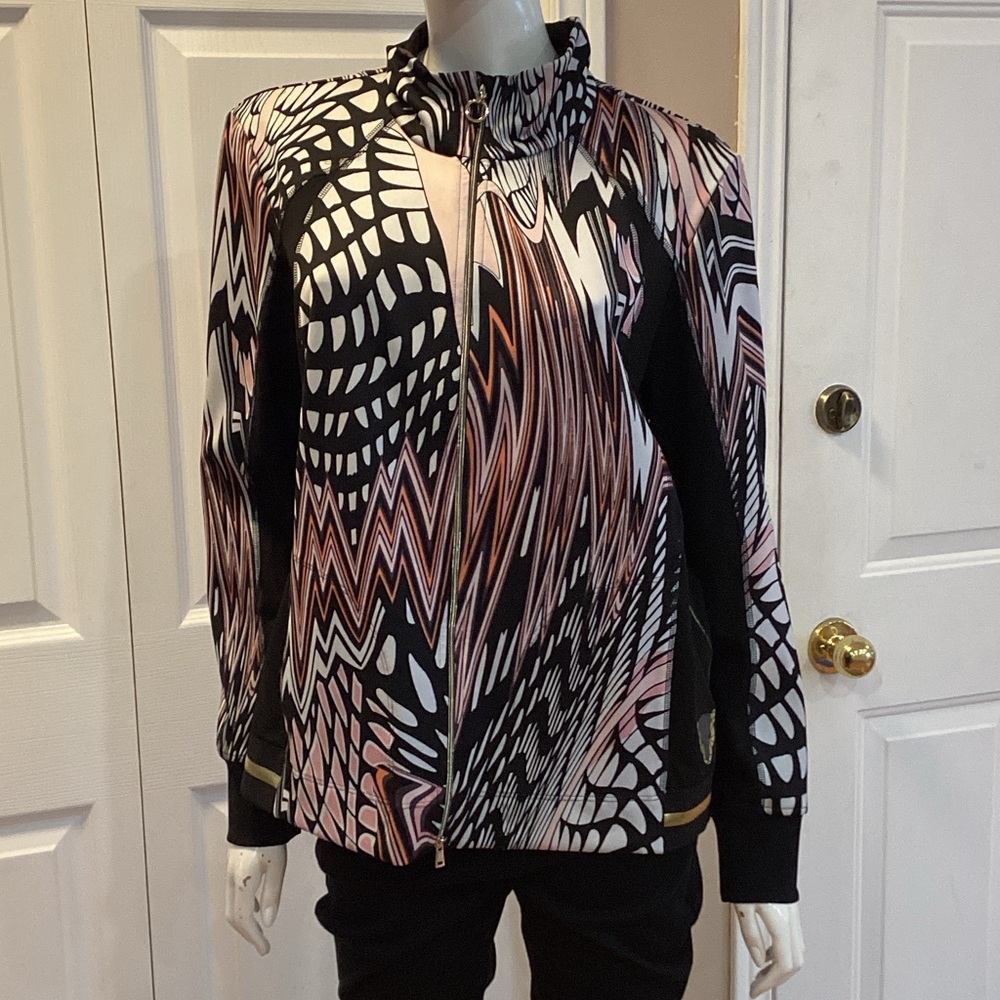 Marc Cain Stylish Women's Black, White and Pink Jacket